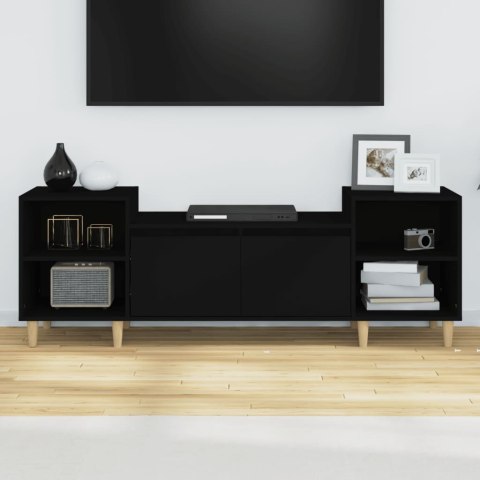  Szafka pod TV, czarna, 160x35x55 cm, materiał drewnopochodny