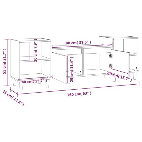  Szafka pod TV, czarna, 160x35x55 cm, materiał drewnopochodny