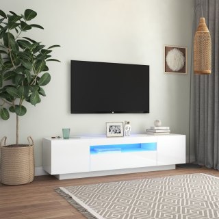  Szafka TV z oświetleniem LED, biel z połyskiem, 160x35x40 cm