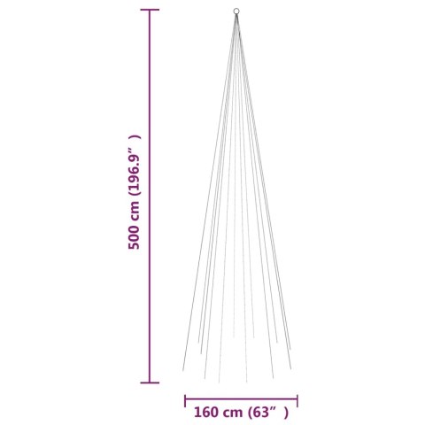  Choinka do montażu na maszcie, 732 ciepłych białych LED, 500 cm