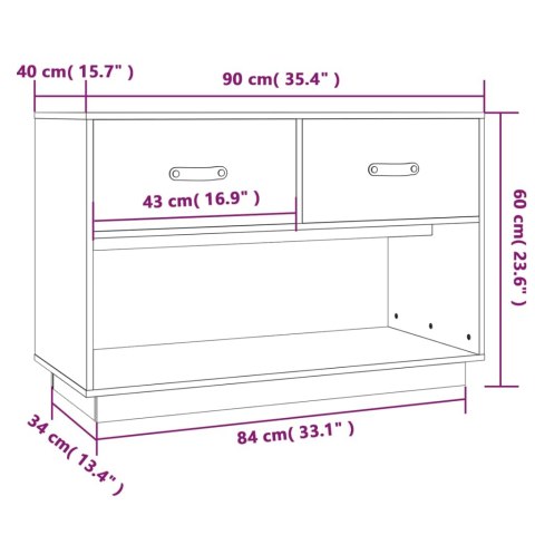  Szafka pod telewizor, biała, 90x40x60 cm, lite drewno sosnowe