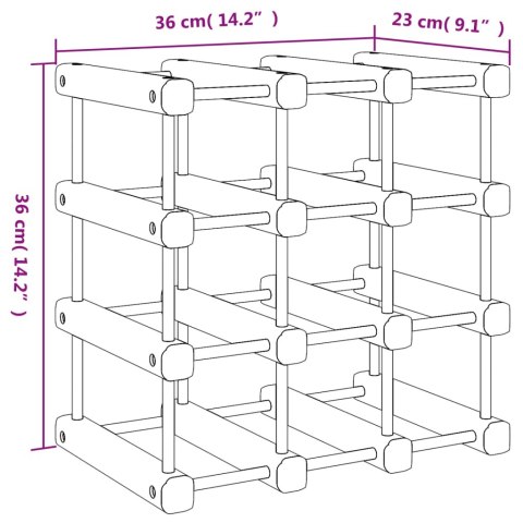  Stojak na 12 butelek wina, 36x23x36 cm, lite drewno sosnowe