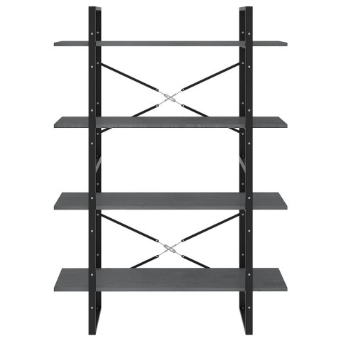  Regał na książki, 4 półki, szary, 100x30x140 cm, drewno sosnowe