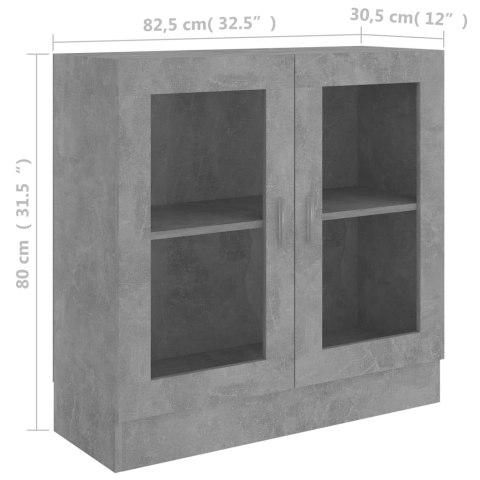  Witryna, szarość betonu 82,5x30,5x80 cm materiał drewnopochodny