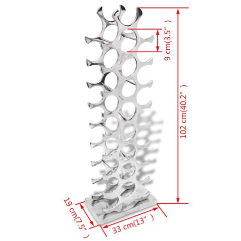  Stojak na wino, 27 butelek, aluminium srebrny