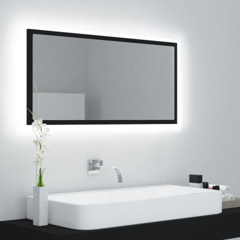  Lustro łazienkowe z LED, czarne, 90x8,5x37 cm, akryl