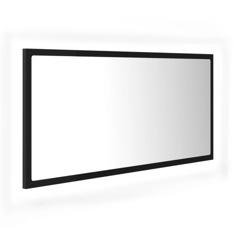  Lustro łazienkowe z LED, czarne, 90x8,5x37 cm, akryl