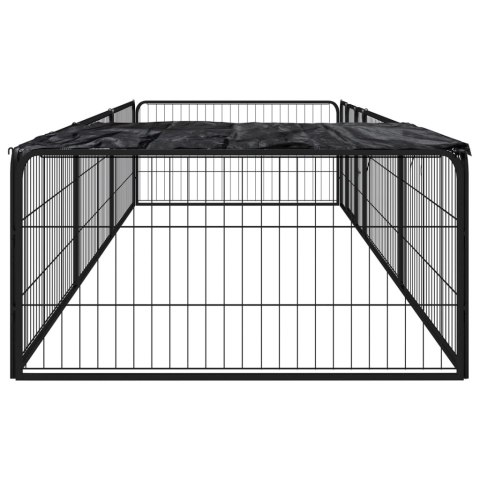  Kojec dla psa, 8 panele, czarny, 100x50 cm, stal