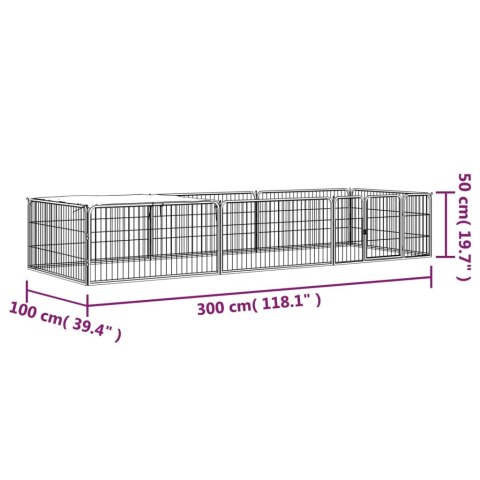  Kojec dla psa, 8 panele, czarny, 100x50 cm, stal