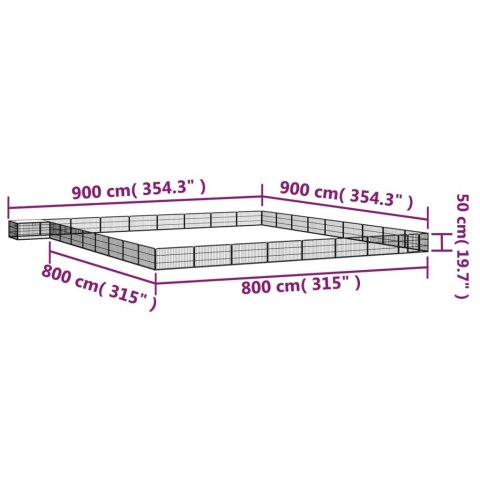  Kojec dla psa, 36 panele, czarny, 100x50 cm, stal