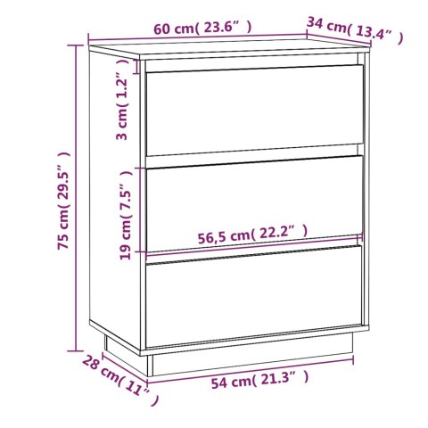  Szafka, 60 x 34 x 75 cm, lite drewno sosnowe