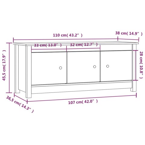  Szafka na buty, 110x38x45,5 cm, lite drewno sosnowe