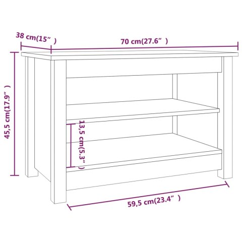  Szafka na buty, 70x38x45,5 cm, lite drewno sosnowe