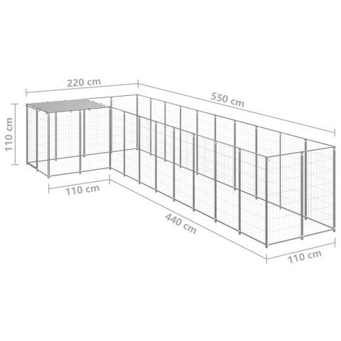  Kojec dla psa, srebrny, 7,26 m², stalowy