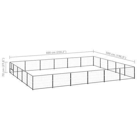  Kojec dla psa, czarny, 30 m², stalowy