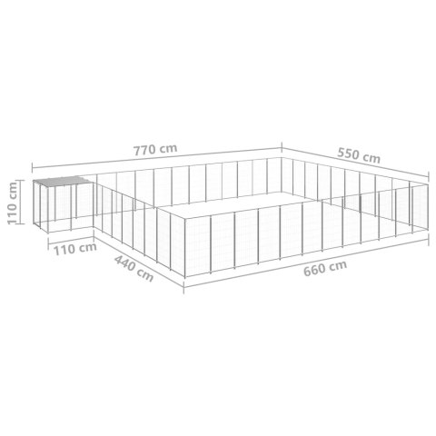  Kojec dla psa, srebrny, 37,51 m², stalowy