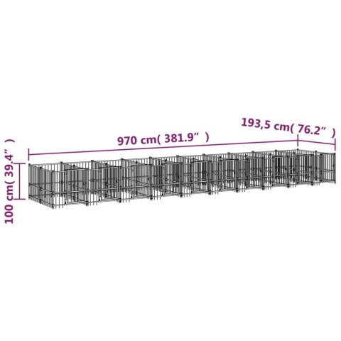  Kojec zewnętrzny dla psa, stalowy, 18,77 m²