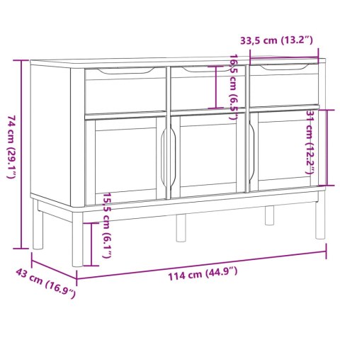  Szafka FLORO, szara, 114x43x74 cm, lite drewno sosnowe