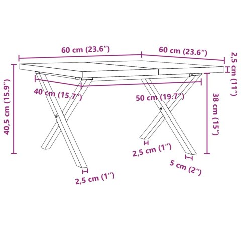  Stolik kawowy z nogami w kształcie litery X, 60x60x40,5 cm