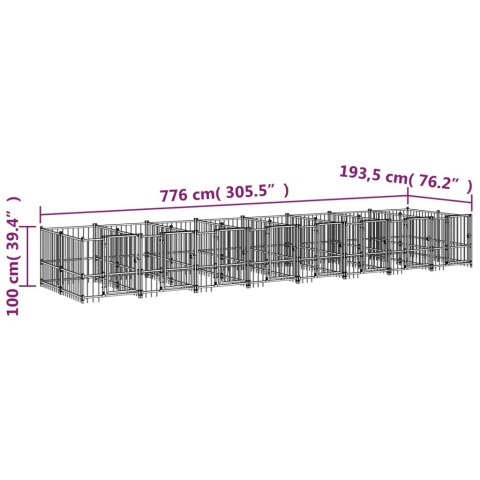  Kojec zewnętrzny dla psa, stalowy, 15,02 m²