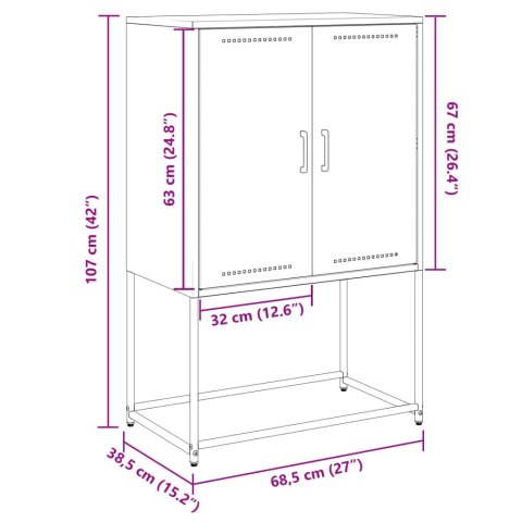  Szafka, antracytowa, 68,5x38,5x107 cm, stal