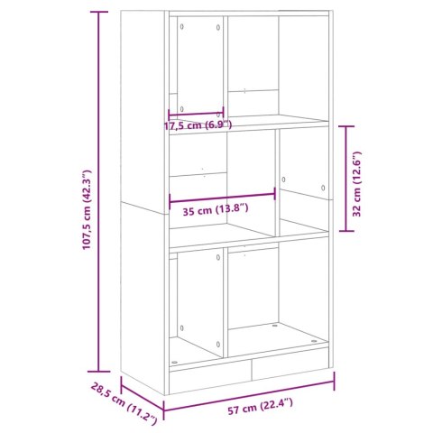  Regał, przydymiony dąb 57x28,5x107,5 cm materiał drewnopochodny