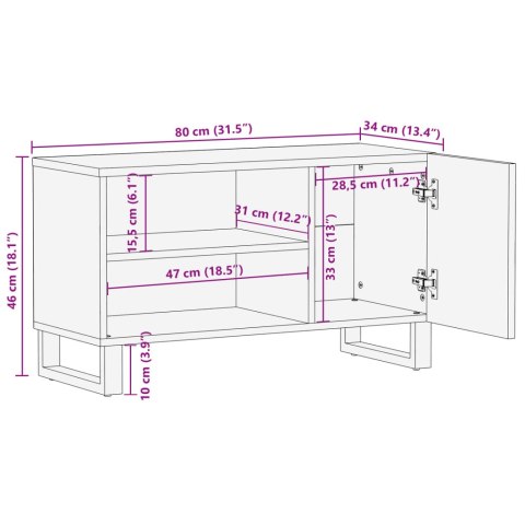  Szafka pod telewizor, 80x34x46 cm, lite drewno mango