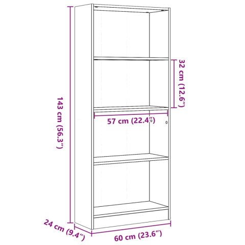  Regał, biały, 60x24x143 cm, materiał drewnopochodny