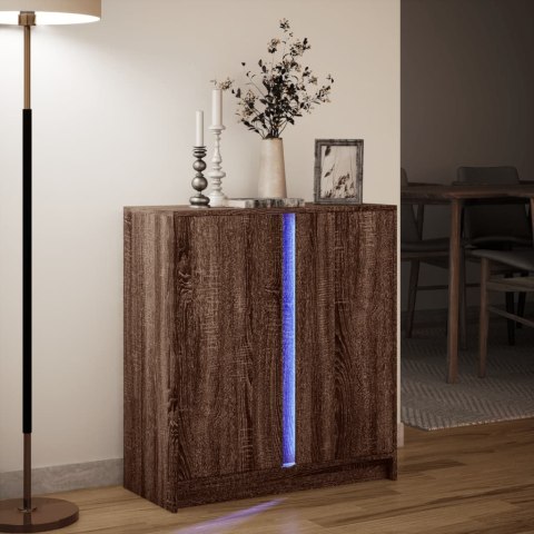  Szafka z LED, brązowy dąb, 77x34x85 cm, materiał drewnopochodny