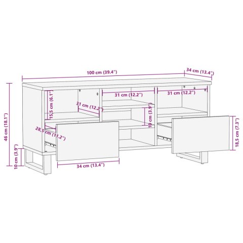  Szafka pod telewizor, 100x34x46 cm, lite drewno akacjowe