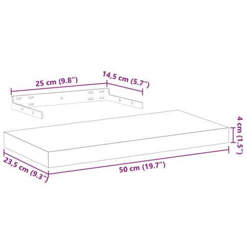  Półki, 4 szt., 50x23,5x4 cm, materiał drewnopochodny