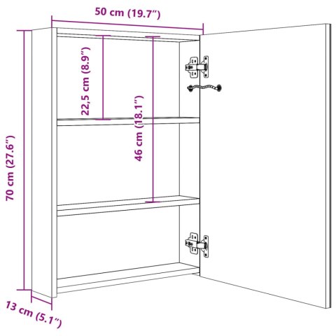  Szafka łazienkowa z lustrem i LED, 50x13x70 cm