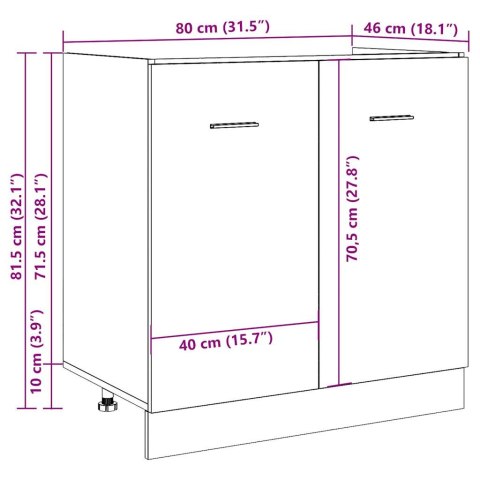  Szafka pod zlew, stare drewno, 80x46x81,5 cm