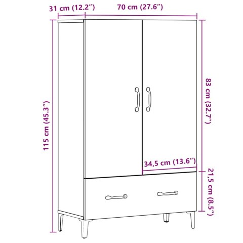  Kredens, stare drewno, 70x31x115 cm, materiał drewnopochodny