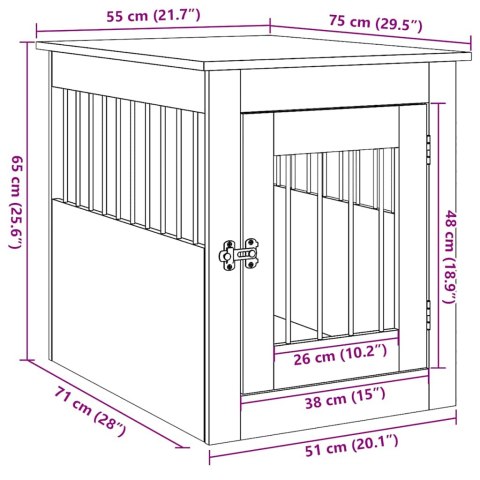  Kojec dla psa, stare drewno, 55x75x65 cm