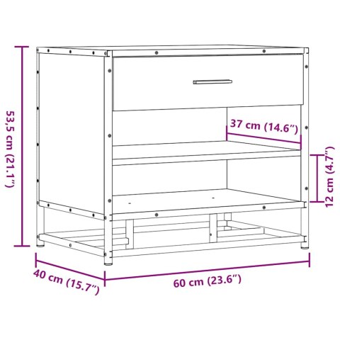  Ławka na buty Brązowy Dąb 60x40x53,5 cm Drewno i metal