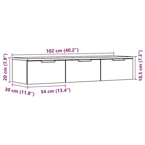  Szafka ścienna Stare drewno 102x30x20 cm Drewno klejone