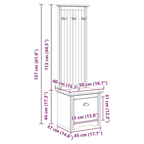  Szafka przedpokojowa z wieszakami, BODO, 50x40x157 cm