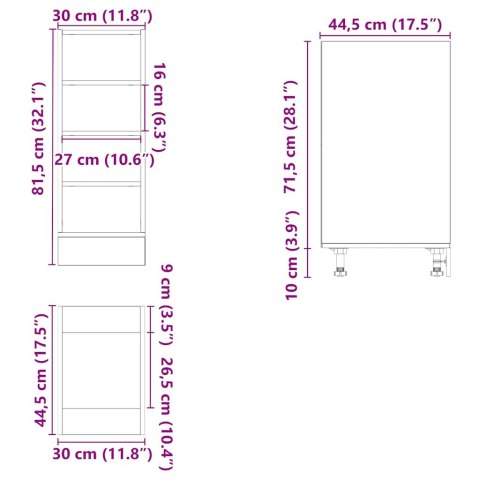  Szafka dolna czarna 30x44,5x81,5 cm Drewno klejone