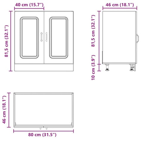  Szafka pod zlewozmywak, Kalmar, czarna, 80x46x81,5 cm