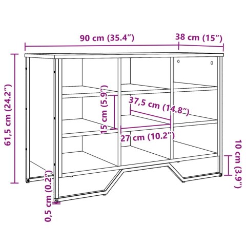  Szafka na buty, czarna, 90x38x61,5 cm, materiał drewnopochodny