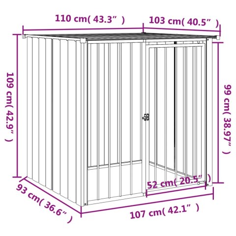  Buda dla psa, z dachem, czarna, 110x103x109 cm, stal