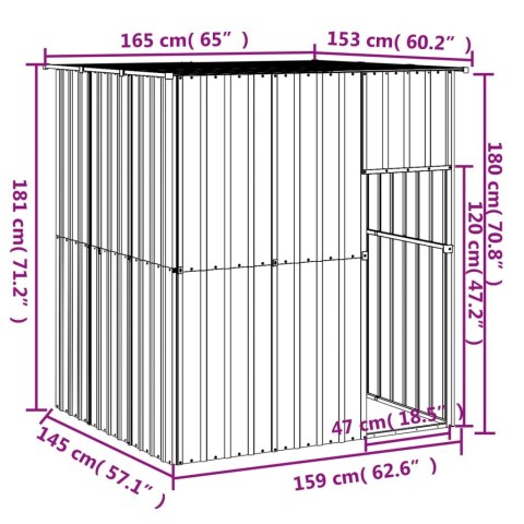  Buda dla psa, z dachem, szara, 165x153x181 cm, stal