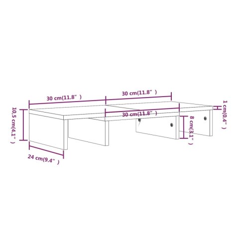  Podstawka na monitor, biała, 60x24x10,5 cm, lite drewno sosnowe