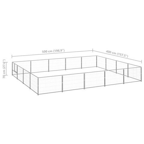  Kojec dla psa, srebrny, 20 m², stalowy