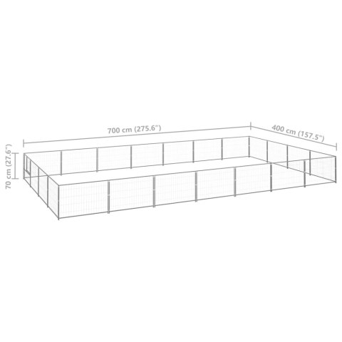  Kojec dla psa, srebrny, 28 m², stalowy