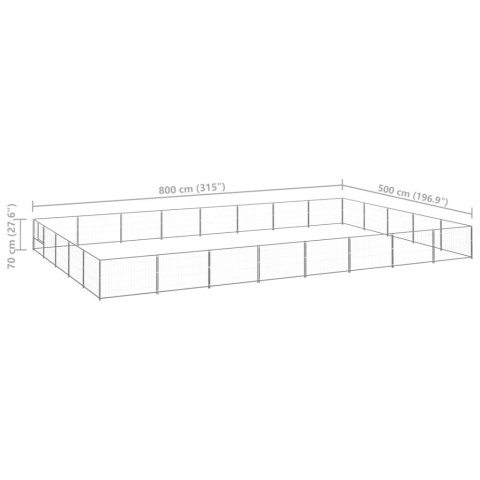  Kojec dla psa, srebrny, 40 m², stalowy