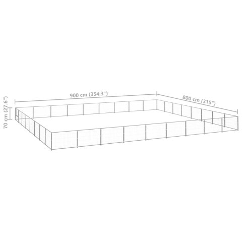  Kojec dla psa, srebrny, 72 m², stalowy