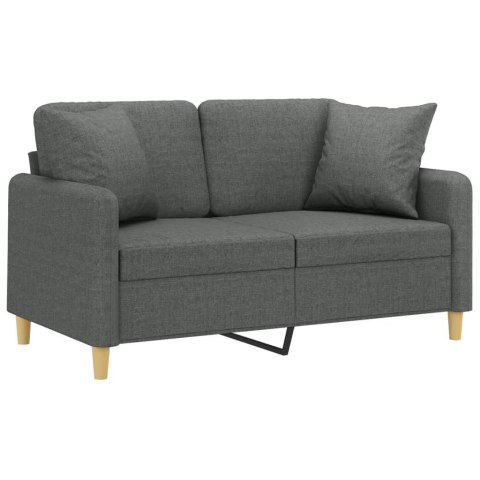  2-osobowa sofa z poduszkami, ciemnoszara, 120 cm, tkanina