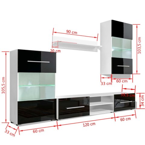  5-el. zestaw mebli TV z LED, czarny